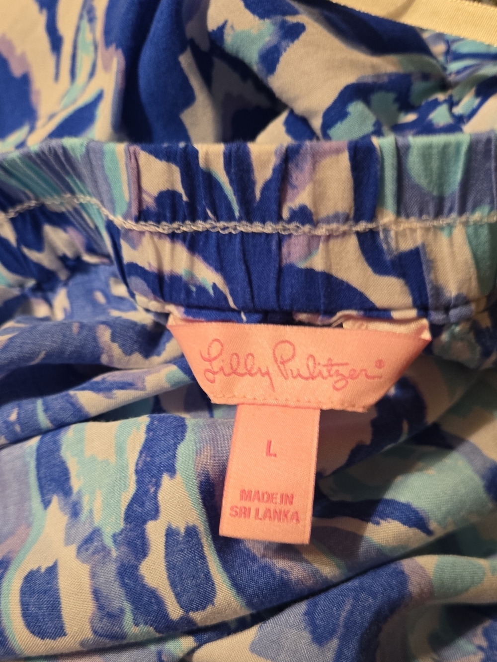 Lilly Pulitzer Blue Printed Strapless Summer Dress Sz L - Picture 6 of 6
